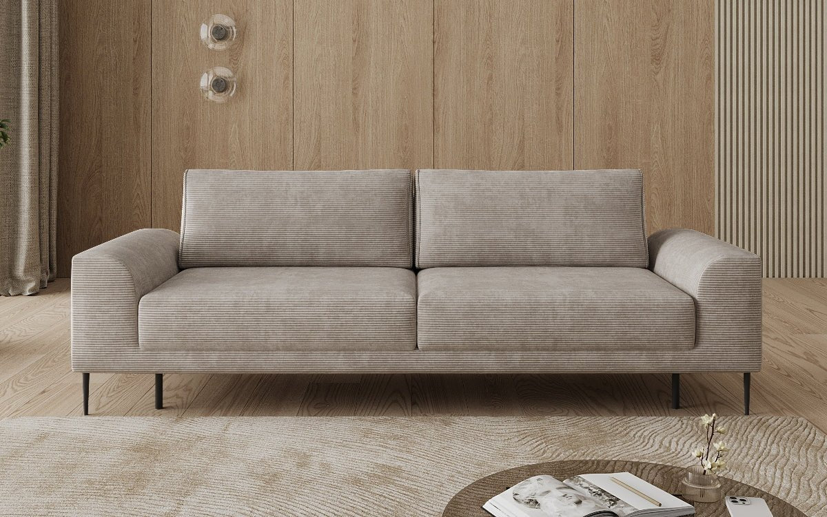 Designer 3-zitsbank Bloom in Ribstof met slaapfunctie en opbergruimte