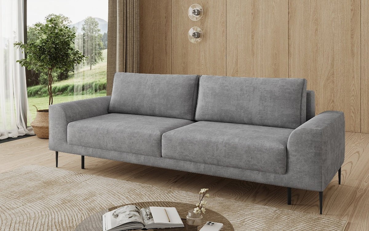 Designer 3-zitsbank Bloom in Ribstof met slaapfunctie en opbergruimte