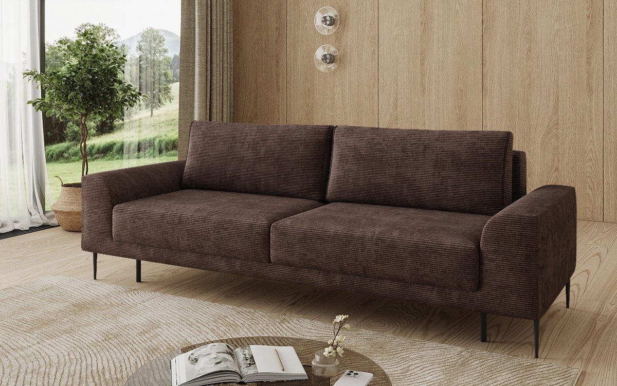 Designer 3-zitsbank Bloom in Ribstof met slaapfunctie en opbergruimte