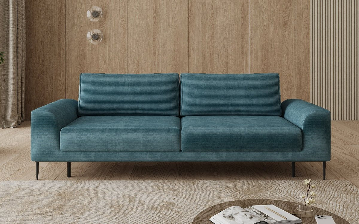 Designer 3-zitsbank Bloom in Ribstof met slaapfunctie en opbergruimte