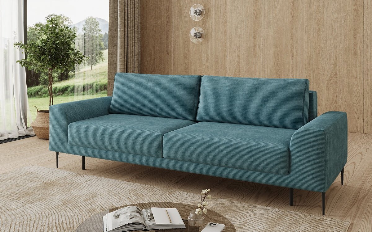 Designer 3-zitsbank Bloom in Ribstof met slaapfunctie en opbergruimte