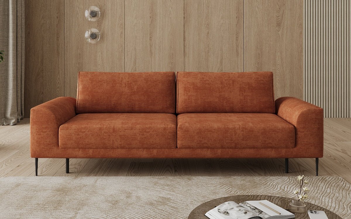 Designer 3-zitsbank Bloom in Ribstof met slaapfunctie en opbergruimte