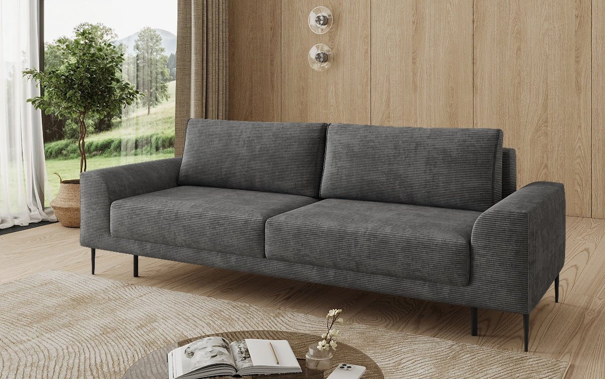 Designer 3-zitsbank Bloom in Ribstof met slaapfunctie en opbergruimte