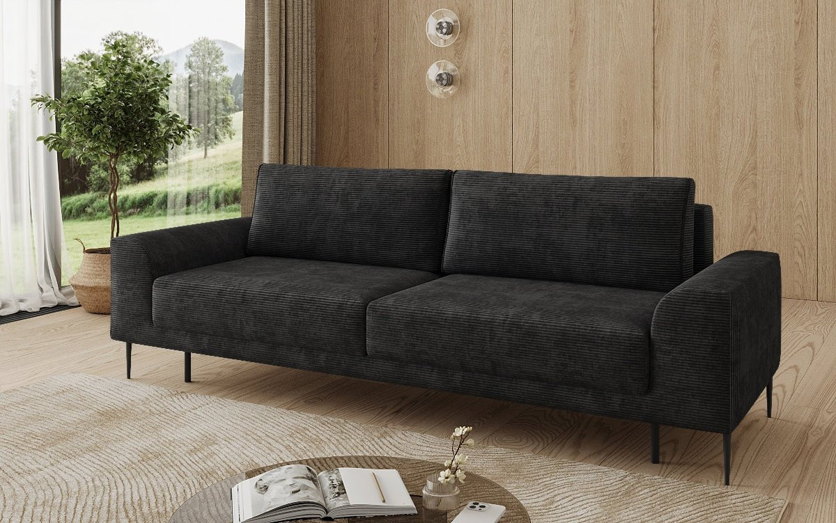 Designer 3-zitsbank Bloom in Ribstof met slaapfunctie en opbergruimte