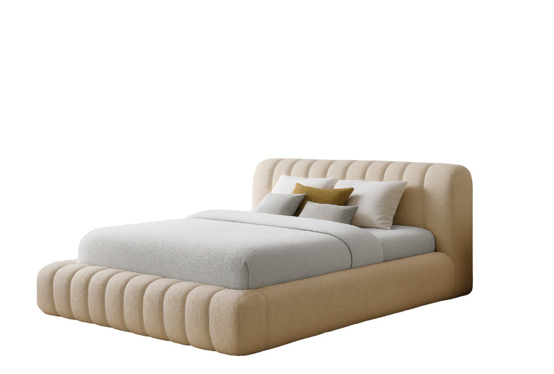 Designer gestoffeerd bed Selene Bouclé met opbergruimte