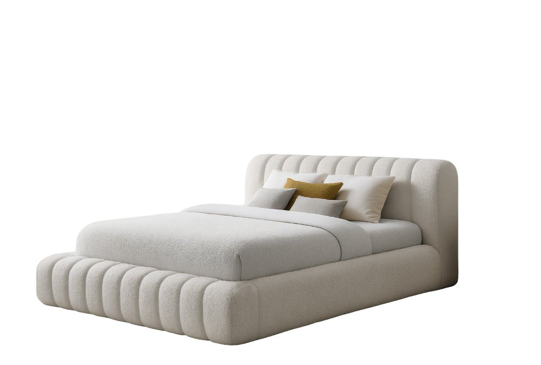 Designer gestoffeerd bed Selene Bouclé met opbergruimte
