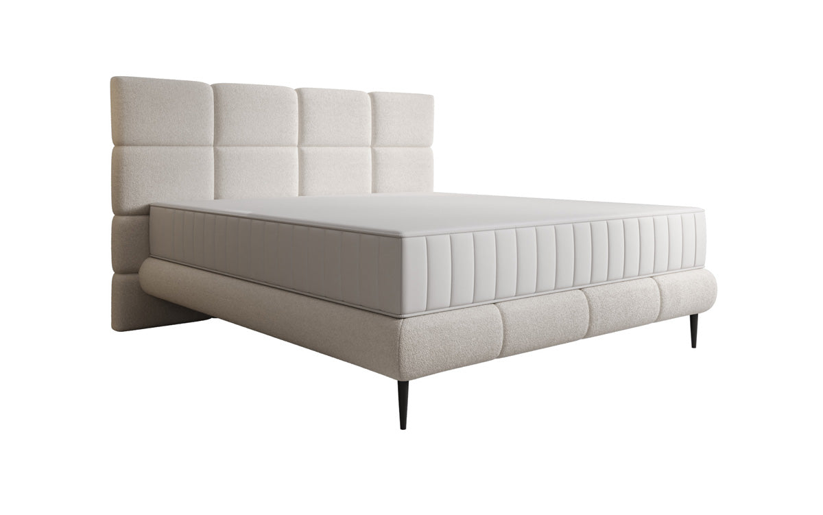 Boxspringbed Nessa met hoge poten in Teddystof Bouclé