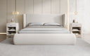 Designer gestoffeerd bed Rosalie in Teddystof Bouclé met opbergruimte