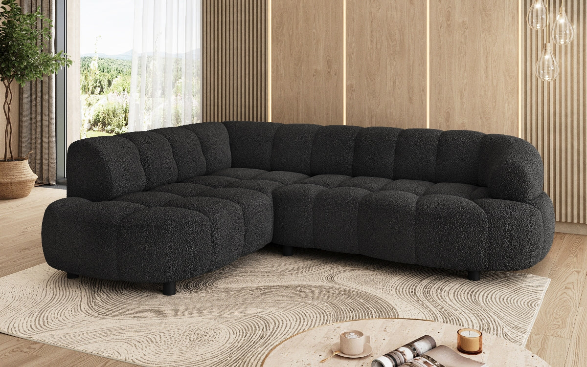 Designer Sofa Olivia Mini in Teddy Bouclé mit elektrischer Sitzerweiterung