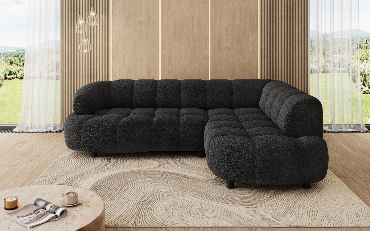 Designer Sofa Olivia Mini in Teddy Bouclé mit elektrischer Sitzerweiterung
