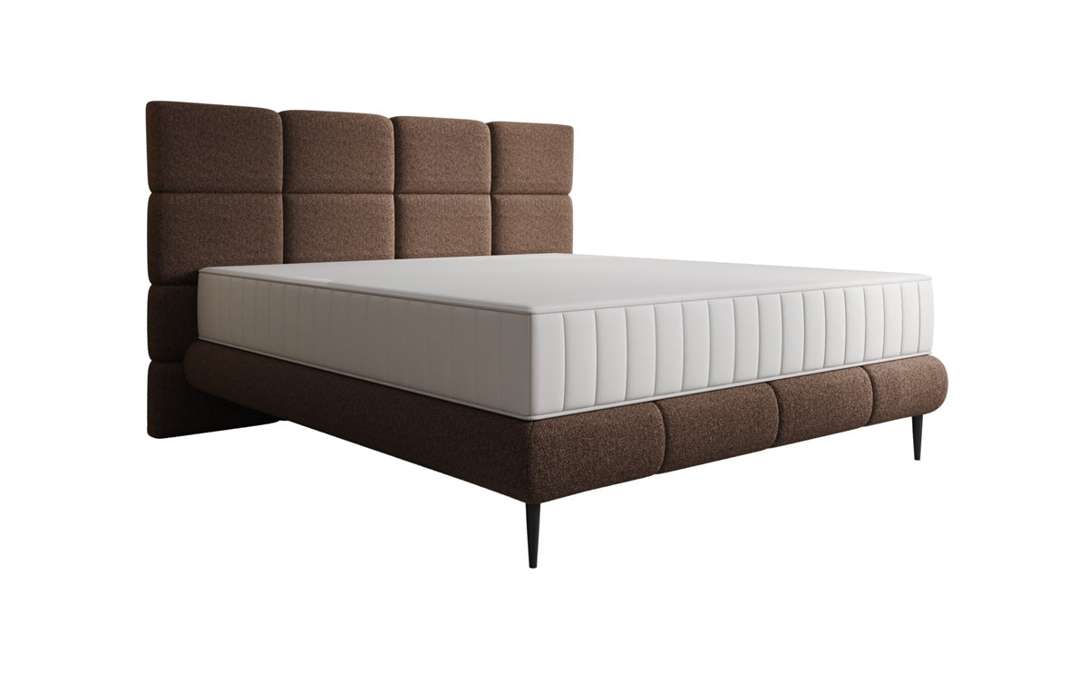 Boxspringbed Nessa met hoge poten in Teddystof Bouclé