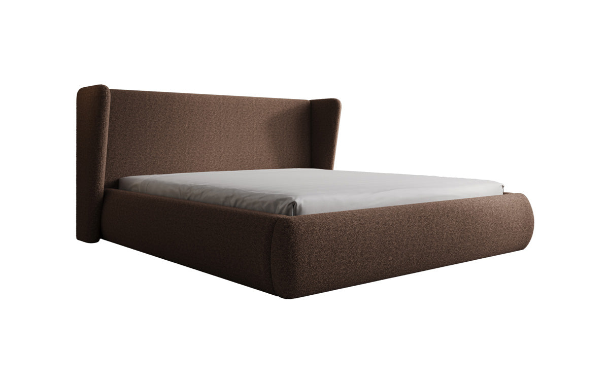Designer gestoffeerd bed Rosalie in Teddystof Bouclé met opbergruimte