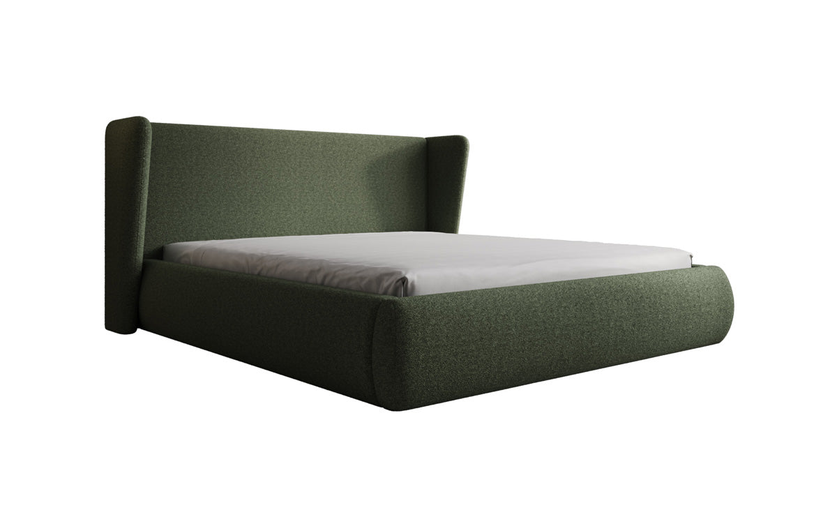 Designer gestoffeerd bed Rosalie in Teddystof Bouclé met opbergruimte