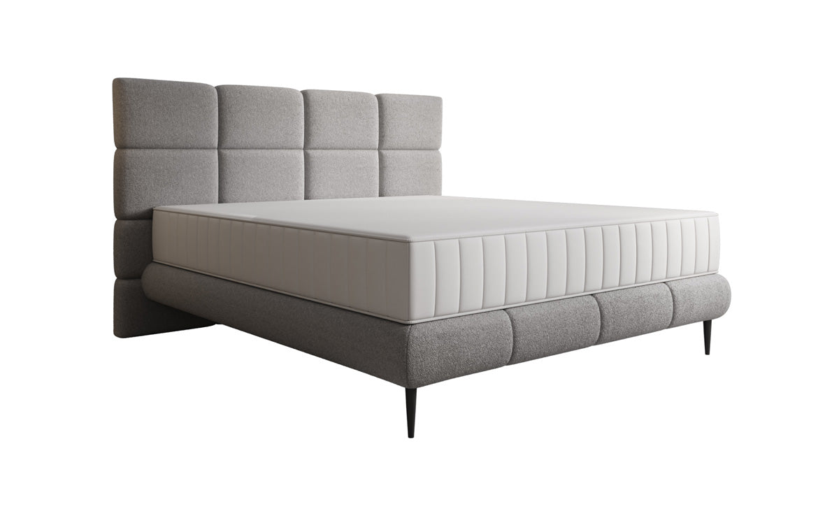 Boxspringbed Nessa met hoge poten in Teddystof Bouclé