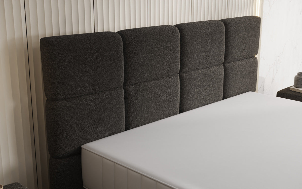 Boxspringbed Nessa met hoge poten in Teddystof Bouclé