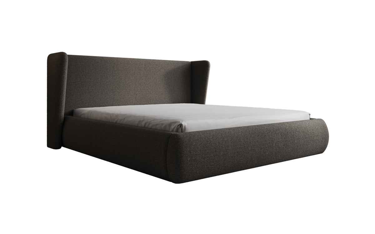 Designer gestoffeerd bed Rosalie in Teddystof Bouclé met opbergruimte