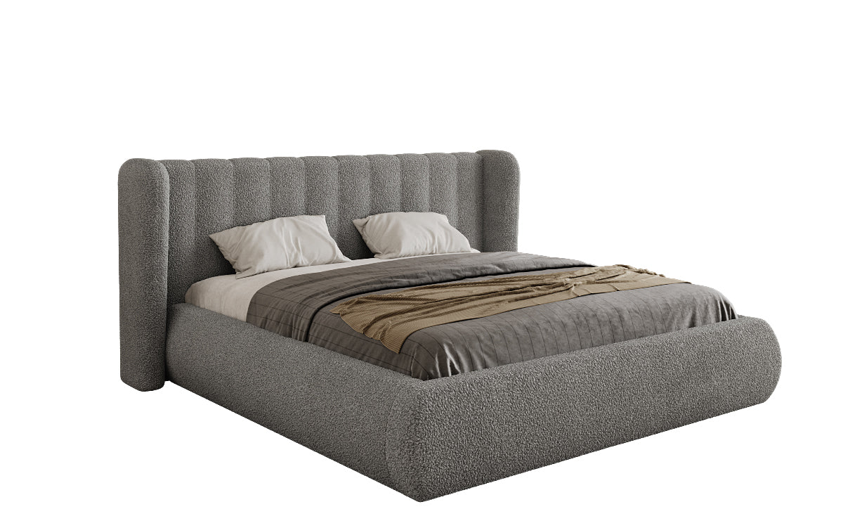 Design gestoffeerd bed Valentina Bouclé met opbergruimte