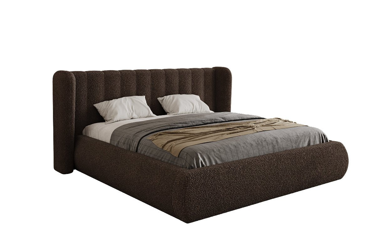 Design gestoffeerd bed Valentina Bouclé met opbergruimte
