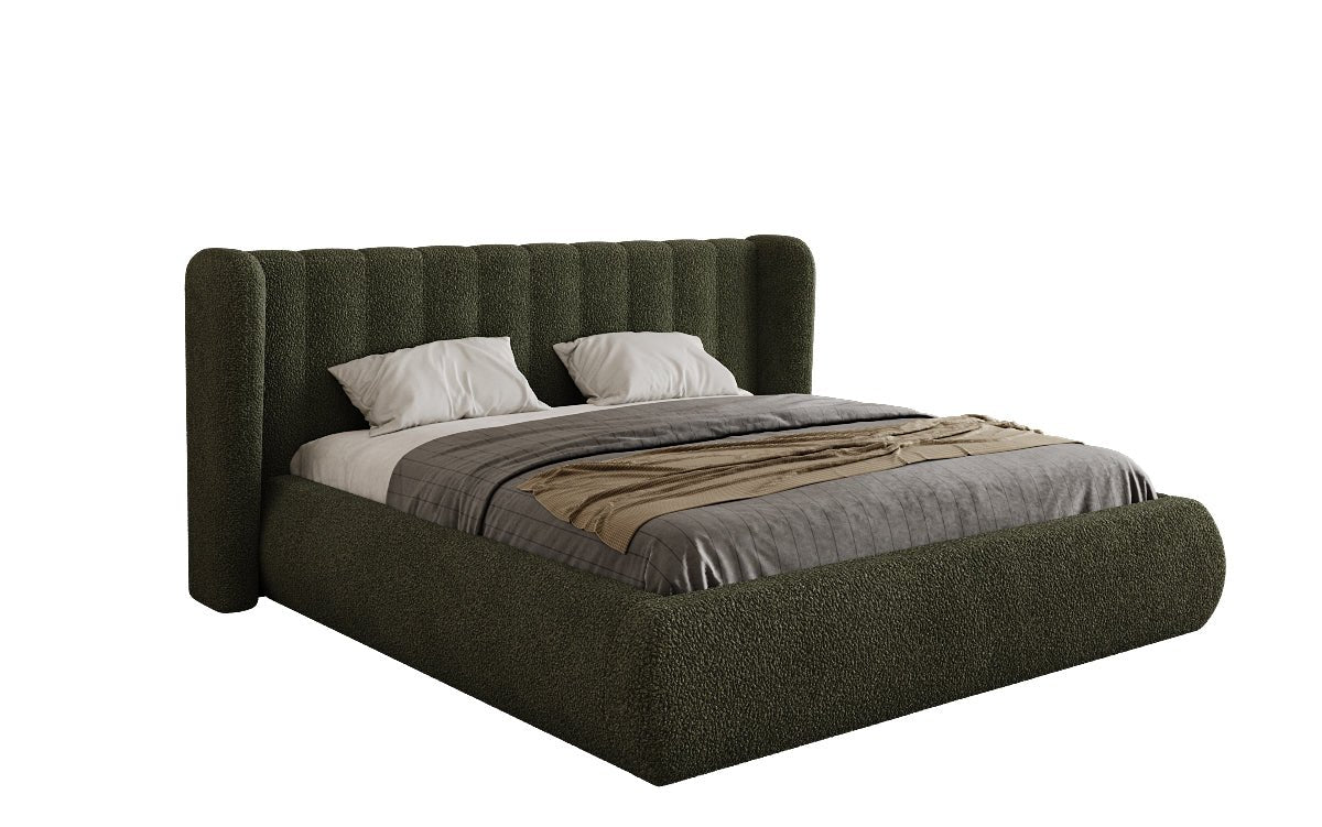 Design gestoffeerd bed Valentina Bouclé met opbergruimte