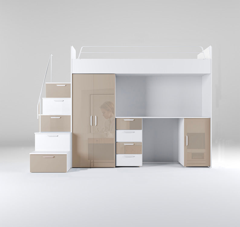 Kinderhoogslaper Dream hoogglans – met bureau, veel opbergruimte & matras