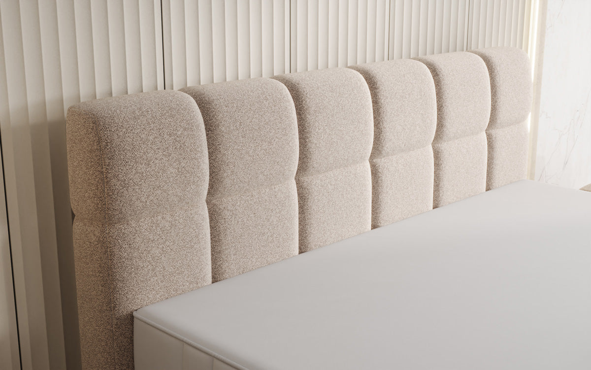 Boxspringbed Nala in structuurstof met zwevende look