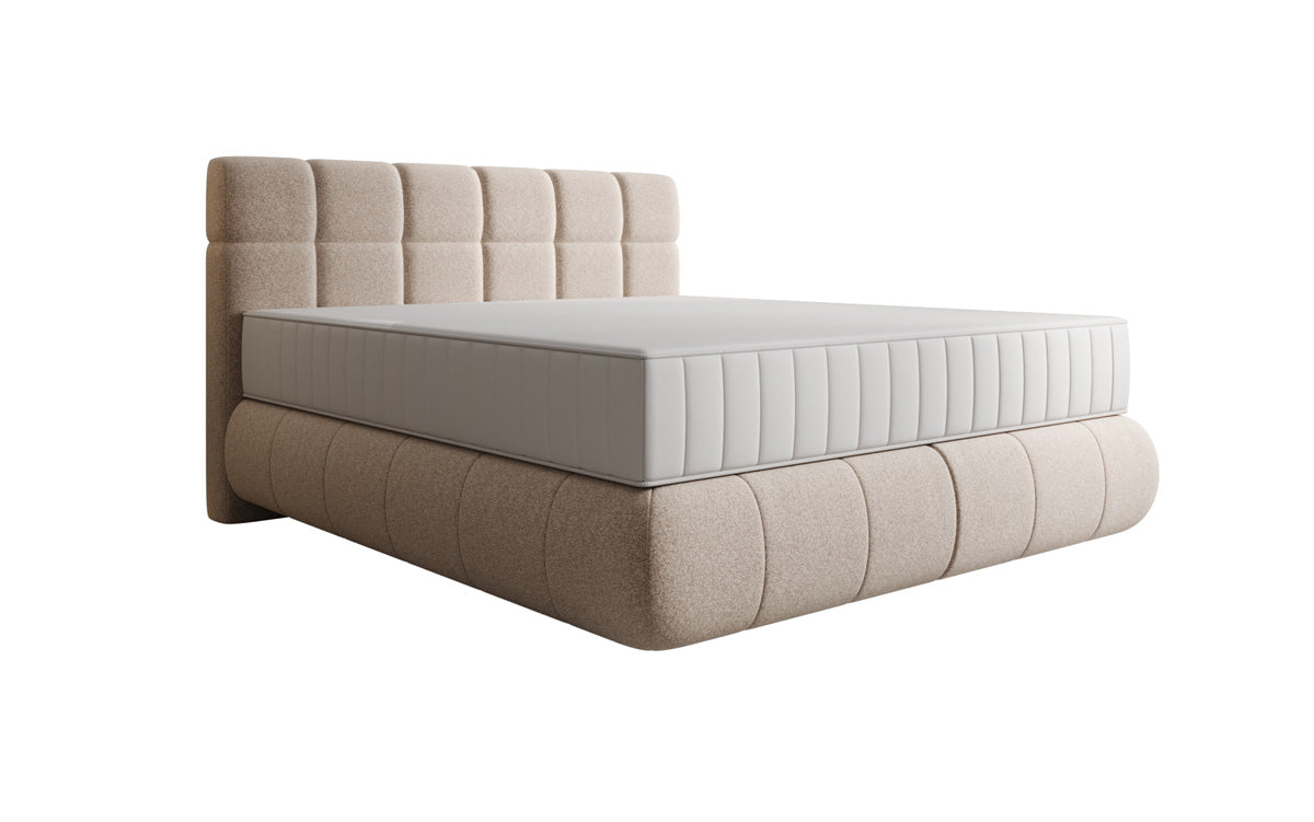 Boxspringbed Nala in structuurstof met zwevende look