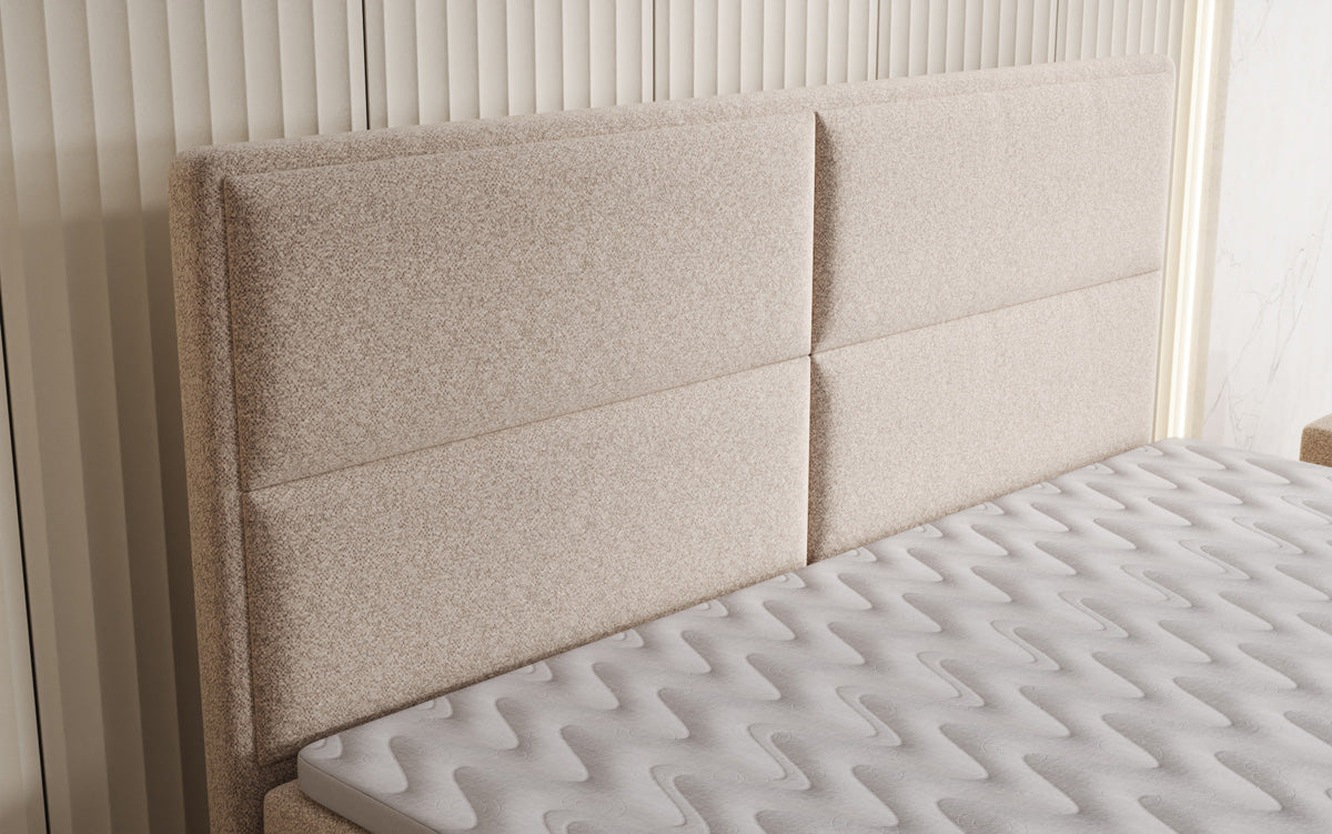 Boxspringbed Viola in structuurstof met opbergruimte