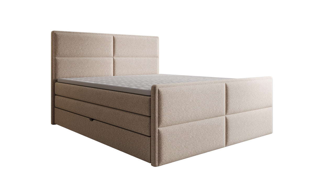 Boxspringbed Viola in structuurstof met opbergruimte
