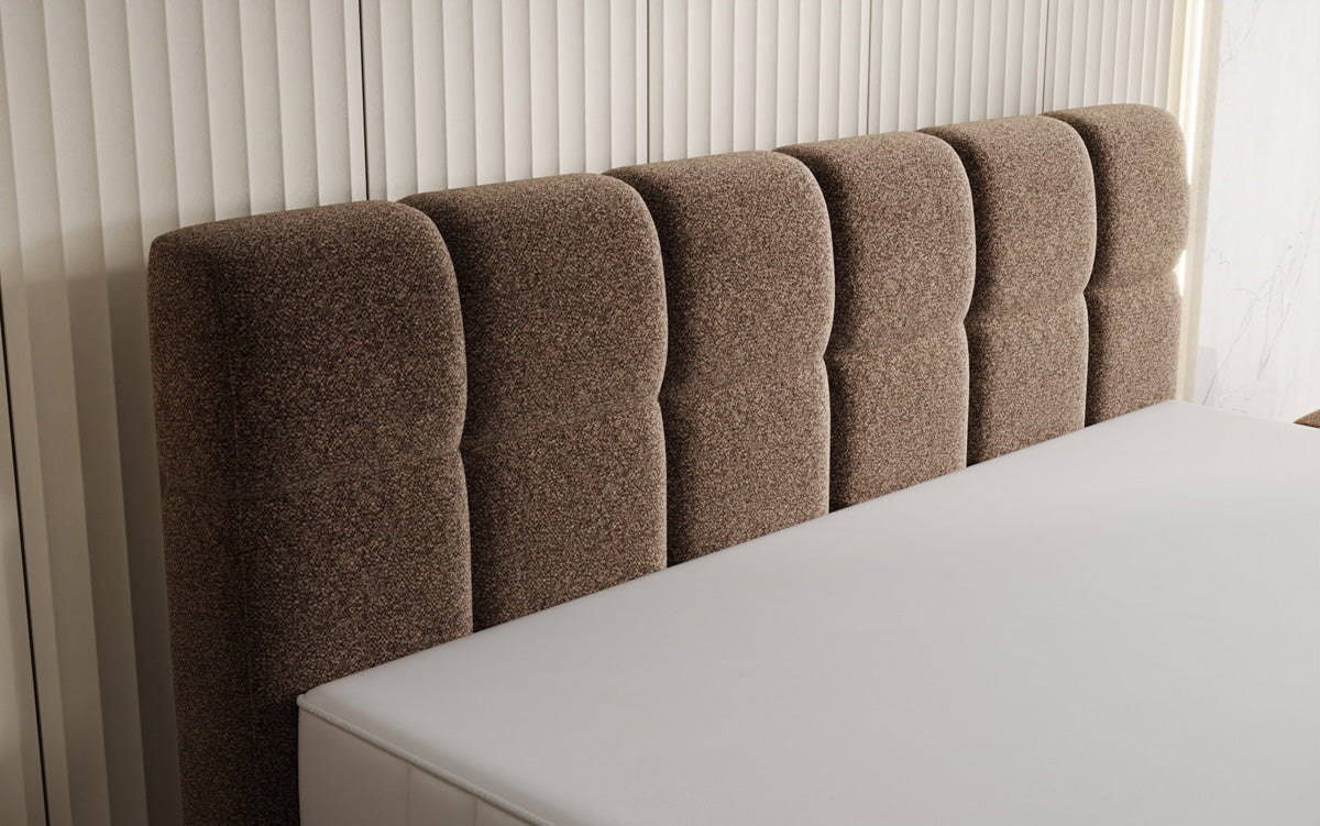 Boxspringbed Nala in structuurstof met zwevende look