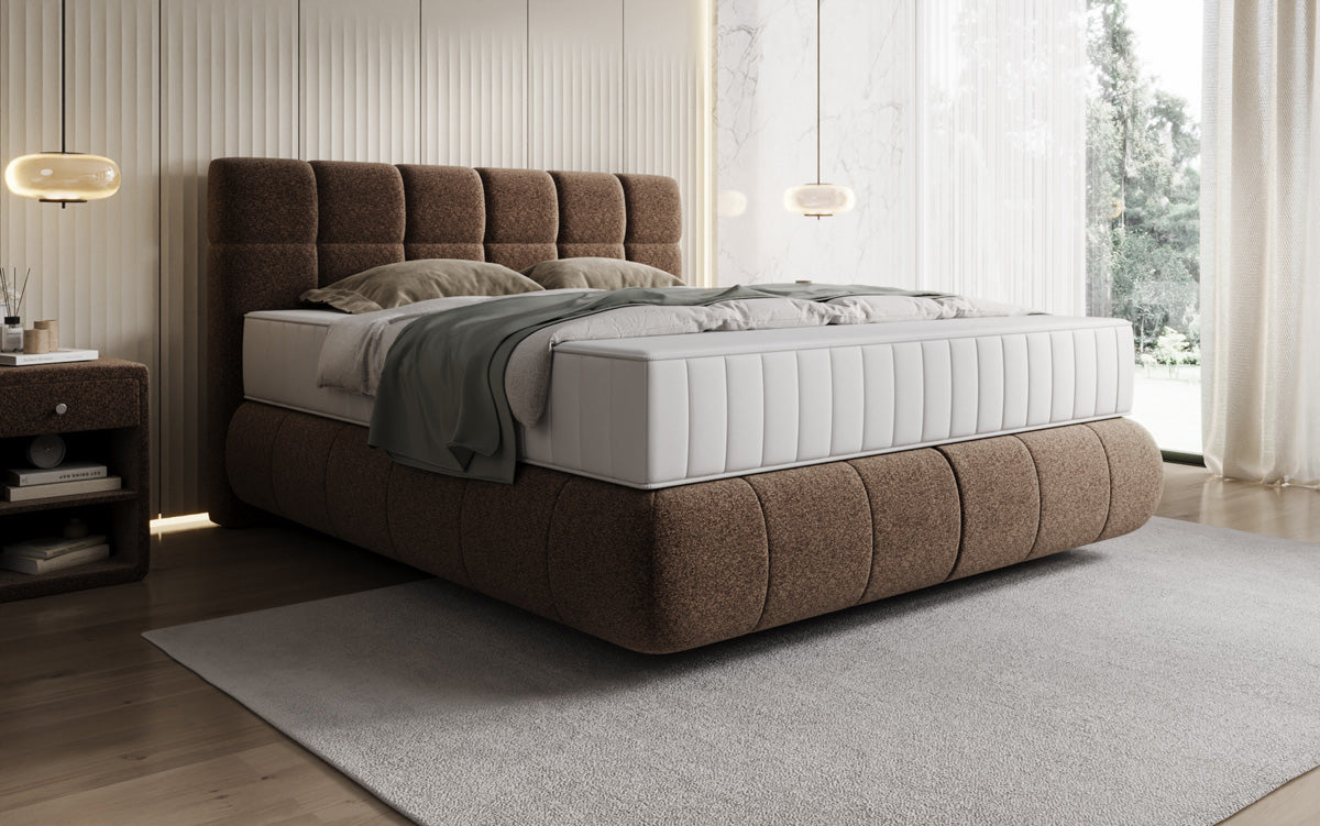 Boxspringbed Nala in structuurstof met zwevende look