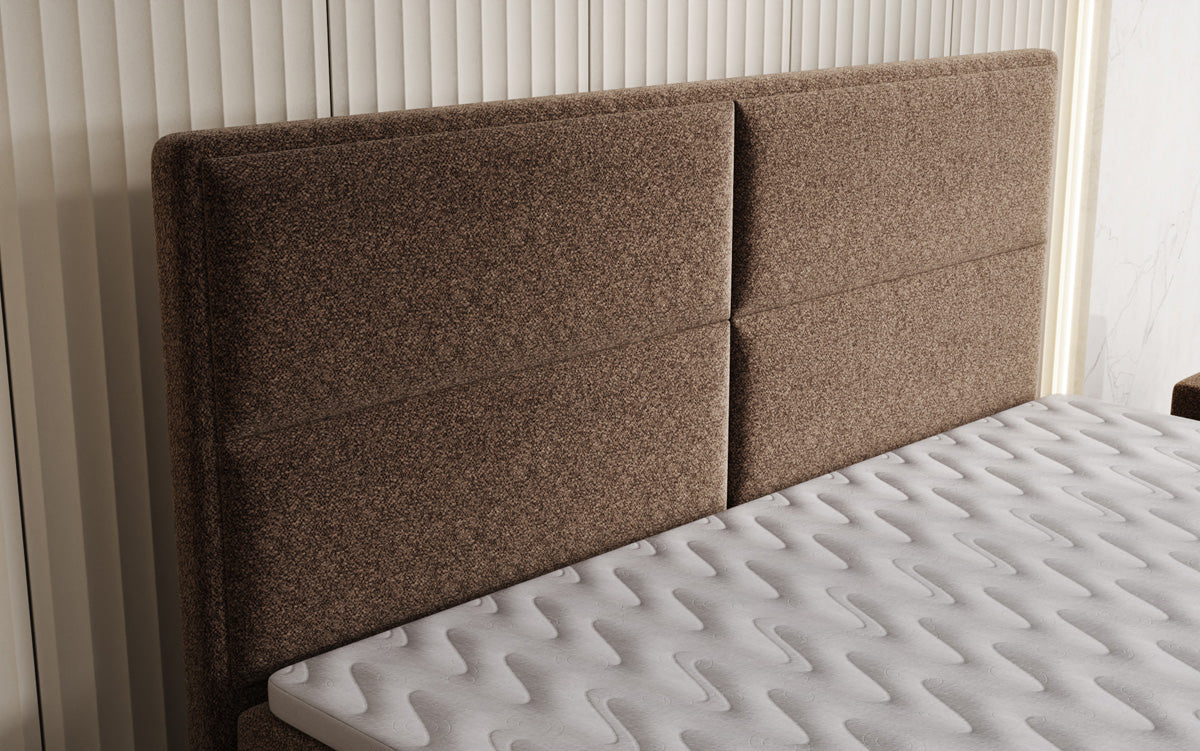 Boxspringbed Viola in structuurstof met opbergruimte