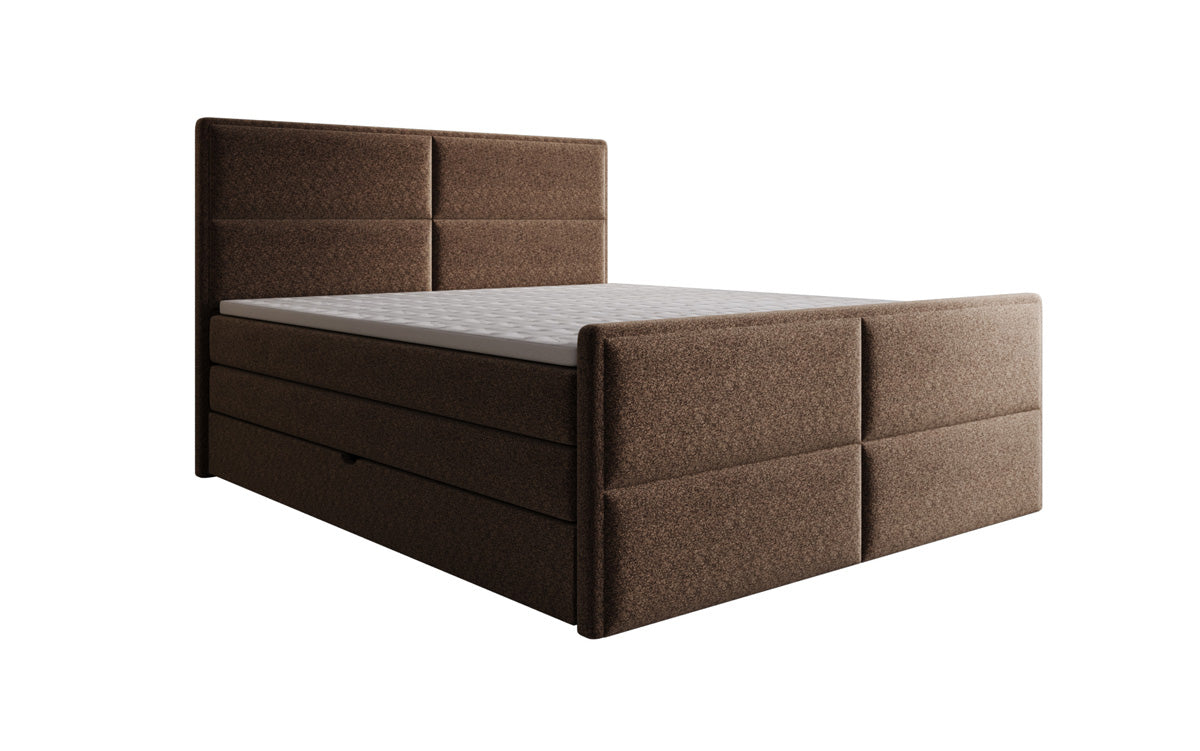 Boxspringbed Viola in structuurstof met opbergruimte