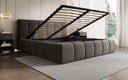 Design gestoffeerd bed Helena in structuurstof met opbergruimte