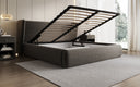 Designer gestoffeerd bed Rosalie in structuurstof met opbergruimte