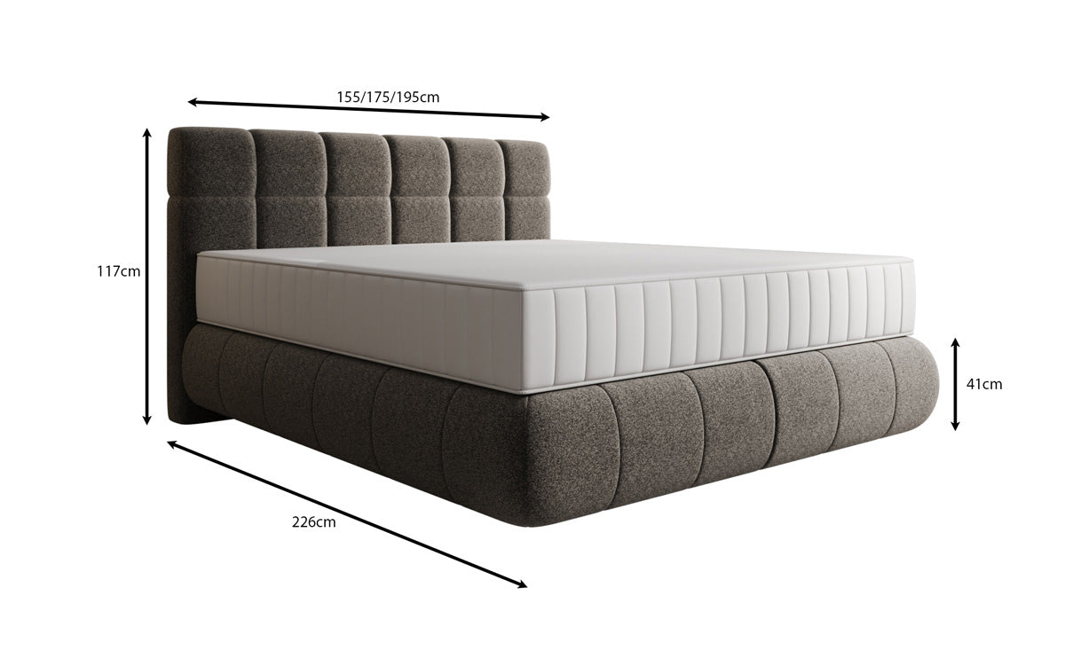 Boxspringbed Nala in structuurstof met zwevende look