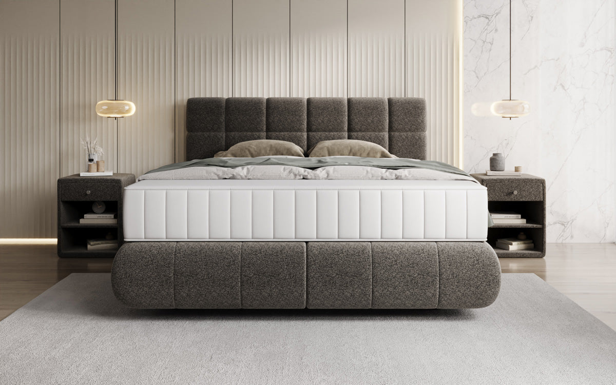 Boxspringbed Nala in structuurstof met zwevende look