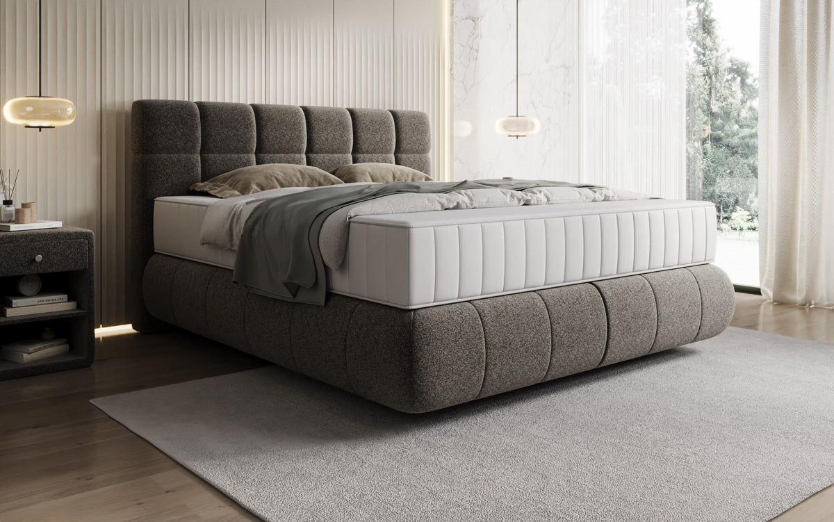 Boxspringbed Nala in structuurstof met zwevende look