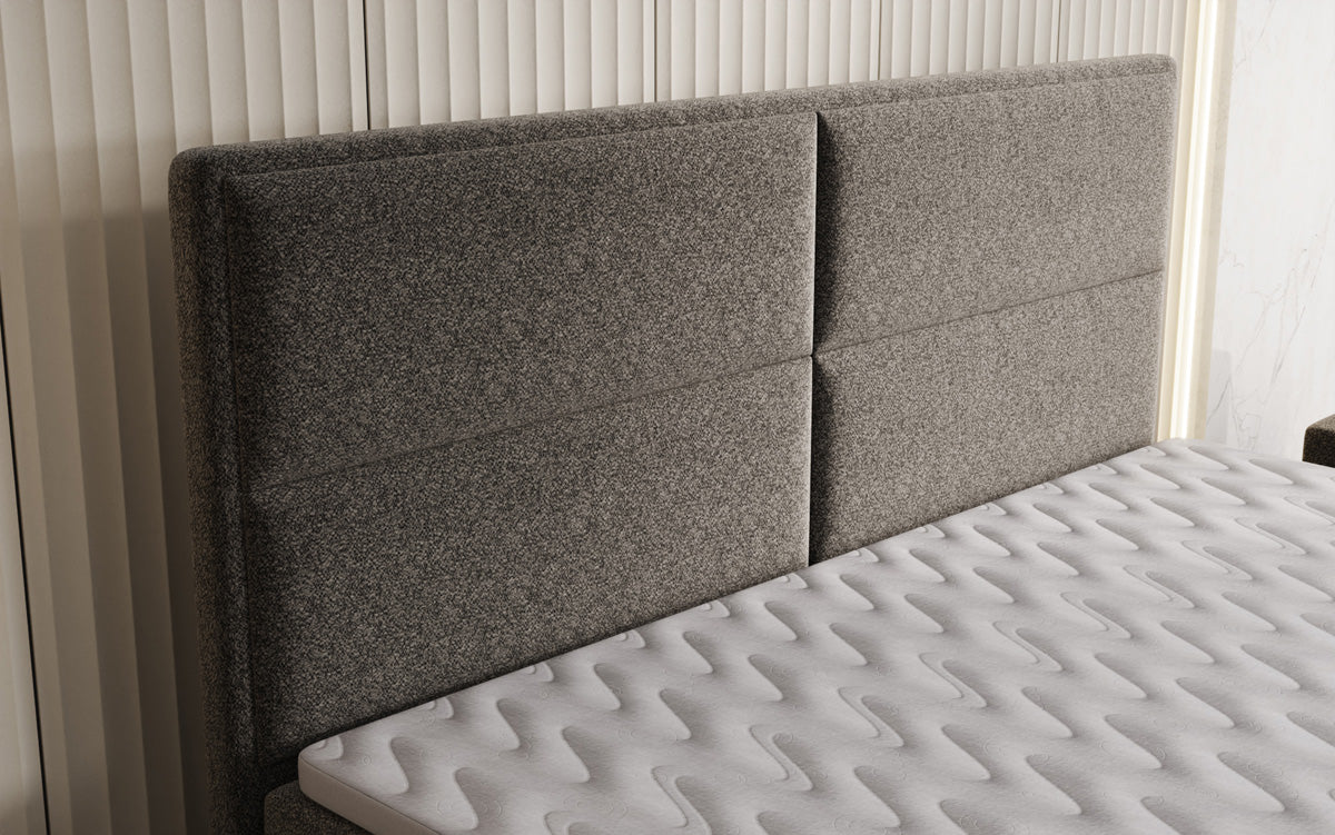 Boxspringbed Viola in structuurstof met opbergruimte