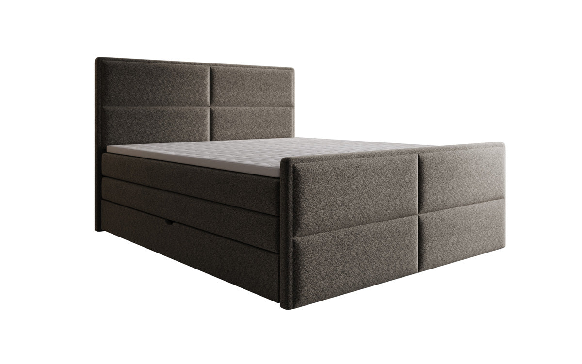 Boxspringbed Viola in structuurstof met opbergruimte