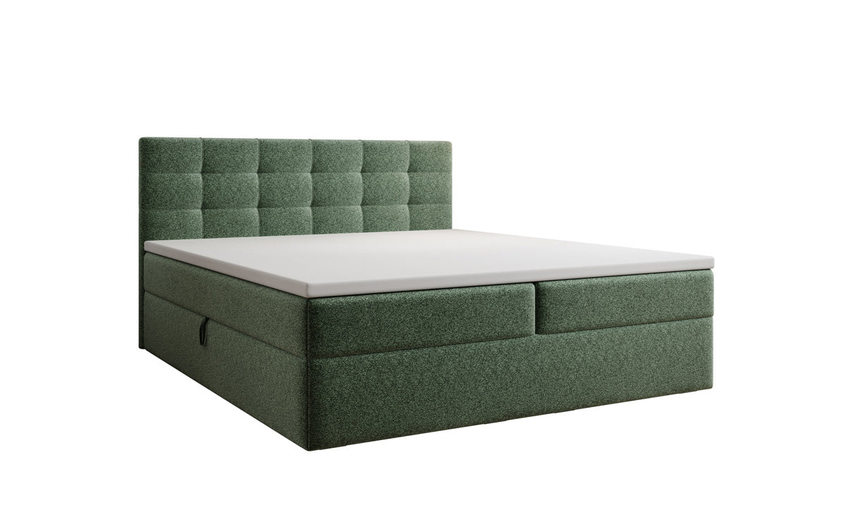 Boxspringbed Lux in structuurstof met opbergruimte