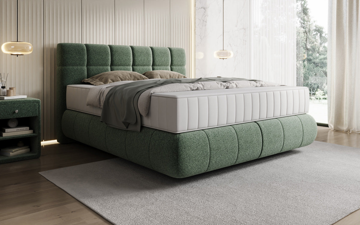 Boxspringbed Nala in structuurstof met zwevende look