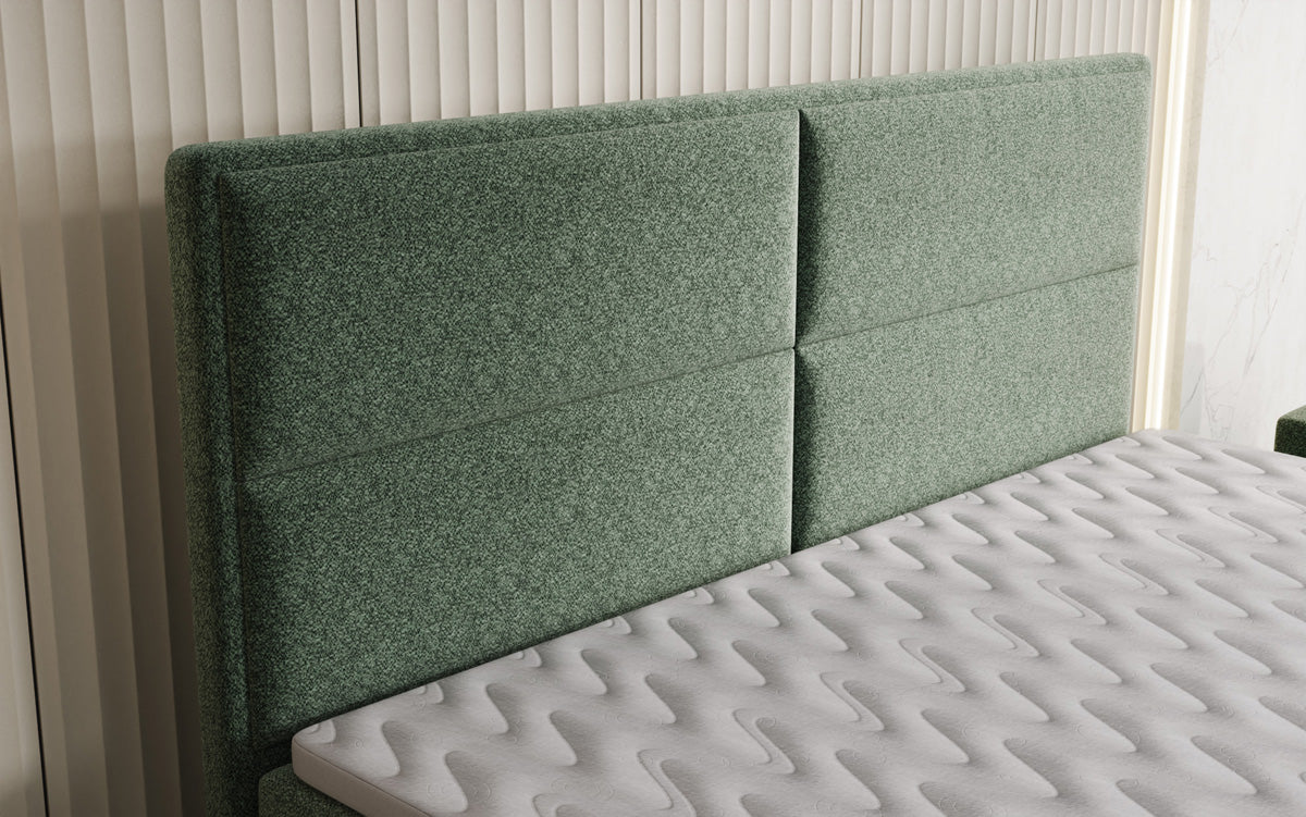 Boxspringbed Viola in structuurstof met opbergruimte