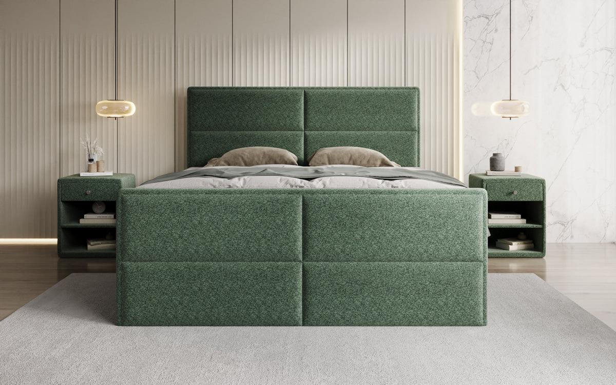 Boxspringbed Viola in structuurstof met opbergruimte