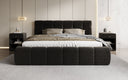Design gestoffeerd bed Helena in structuurstof met opbergruimte