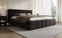 Design gestoffeerd bed Helena in structuurstof met opbergruimte