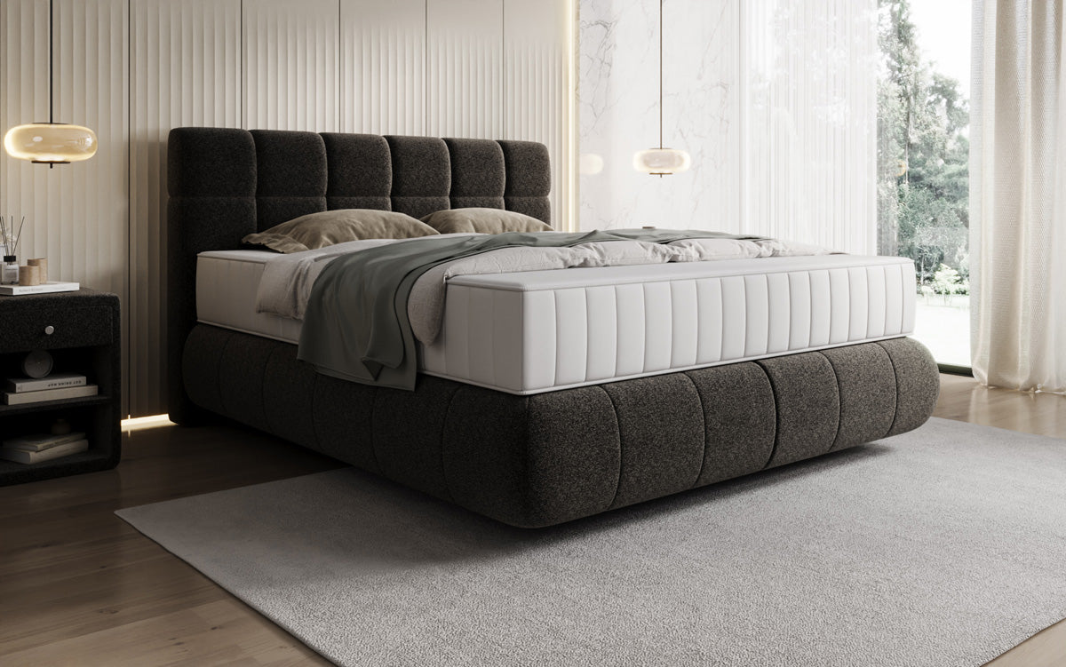 Boxspringbed Nala in structuurstof met zwevende look