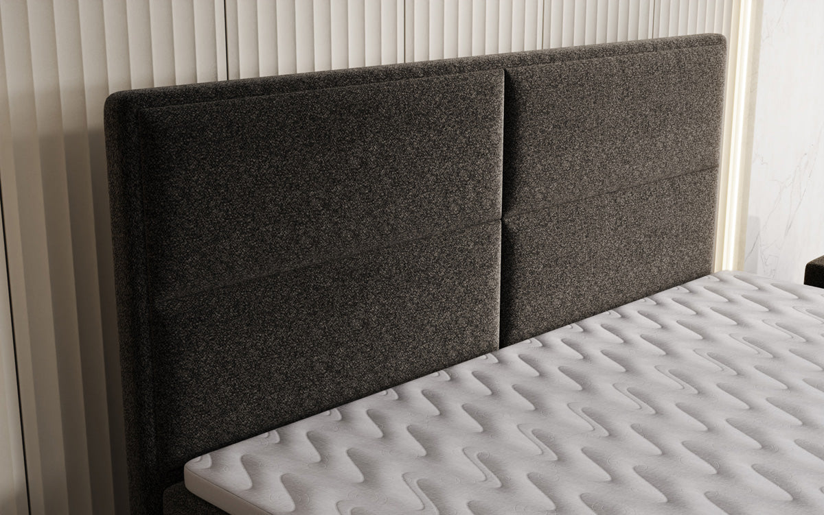 Boxspringbed Viola in structuurstof met opbergruimte
