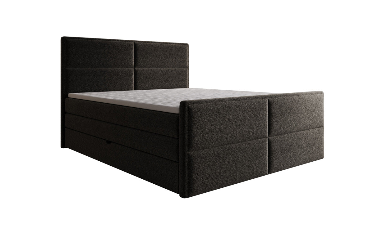 Boxspringbed Viola in structuurstof met opbergruimte