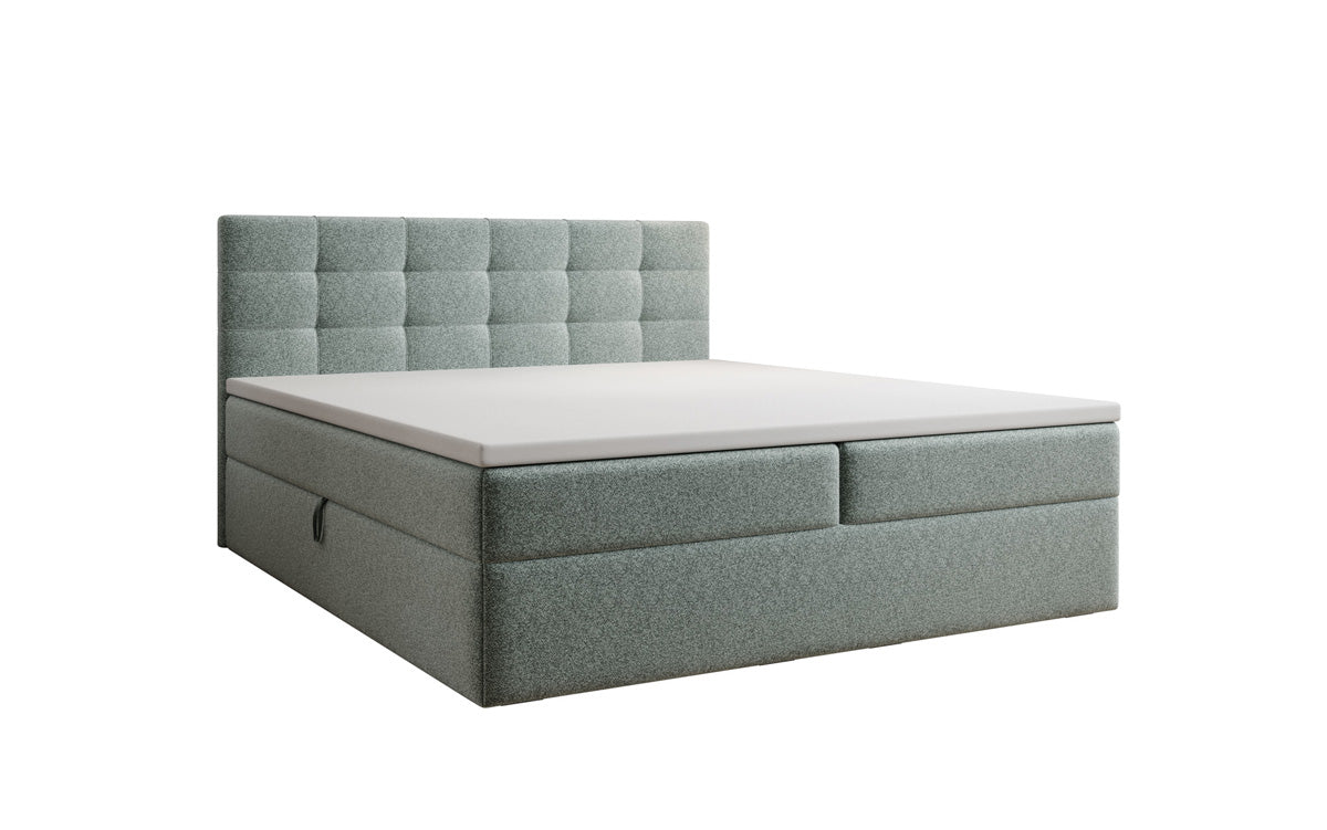 Boxspringbed Lux in structuurstof met opbergruimte
