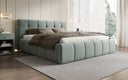 Design gestoffeerd bed Helena in structuurstof met opbergruimte